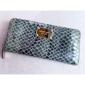 Michael Kors Wristlet Wallet Grey Suede Snake Embossed Wallet CLEAN!